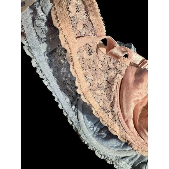 VTG UNDERWIRE EMBROIDERED LACE NETTING BLUE FASHION BUG 42D BRA Lot 2 Pink-Blue - Picture 8 of 11